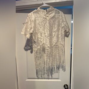 Chic Lace Fringe Blouse